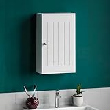 Bath Vida Priano-Armario Colgante con Puerta, Cuarto de baño, Almacenamiento, Madera, Blanco, 14 x 30 x 50 centimetres