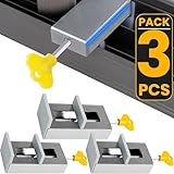 Pack 3 Cerraduras de Aluminio Para Ventanas Correderas - Cerradura Puerta Corredera - Cierre Para Garantizar Seguridad Ventana - Topes seguridad ventanas Ajustables con Llaves Incluidas. (Acero)