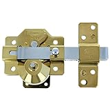 Amig - Cerrojo de Sobreponer de Acero para Puertas con Pestillo de Apertura y Palanca de Bloqueo | 90 x 154 mm, Cilindro 50 mm - Color Dorado | Alta Seguridad Antibumping · Antiganzúa · Antitaladro