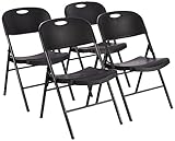 Amazon Basics - 4 Unidad Silla de plástico plegable, capacidad de 157,5 kg, negro