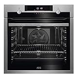 AEG BFP6050M1 Horno Eléctrico Multifunción Integrable, 72 L, Limpieza Pirolítica, Puerta de 3 Cristales, Display LCD Táctil, Anillo Térmico Adicional, Ventilador XXL, Inox, Clase A+, Fabricado en DE