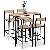 IDMarket – Conjunto de mesa alta de bar Detroit 100 cm y 4 sillas de bar diseño industrial