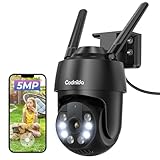 Codnida 5MP Camara Vigilancia WiFi Exterior/Interior, 2,4/5Ghz PTZ Cámara Domicilio con Detección de Movimiento, Visión Nocturna a Color, Alarma de Luz y Sonido, 24/7 Grabación, Compatible con Alexa