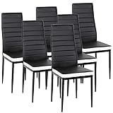 Pack 6 Sillas Lauter Polipiel - Set de Sillas de Comedor, Asiento y Respaldo Acolchado, Set de sillas de Comedor,SGS Tested,6 Piezas (Negro + Blanco)