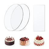3 Piezas Platos para Tartas Acrilico, 21cm Tablero Redondo para Tartas con Raspador de Tartas, Disco para Tartas de Acrílico Transparente, Placas Redondas de Acrílico para Tartas para Postres, Pintura