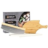 Mahlzeit Juego de Accesorios para Pizza I 3 Piezas I 40 x 30 cm I Con Piedra para Pizza, Pala y Cortador I Para Horno y Parrilla