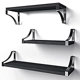 Pipishell Baldas Pared Estanteria de 3 Niveles Estante Madera Ideal para Dormitorio Sala Estar Estudio la Oficina en el Hogar etc (Negro)