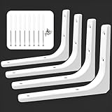 Xpieoyrm 4 Piezas Soportes para Balda Estanterias Pared 200x150mm, Escuadras Metalicas 8 pulgadas con tornillos y pernos, Soportes Estantes de 90 Grados Angular de Montaje en Pared Pesados