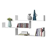[en.casa] Estantería para Pared Grimstad 119 x 18 x 55 cm con 3 Estantes Estante Flotante Decoración de Salón o Dormitorio hasta 14 kg Blanco