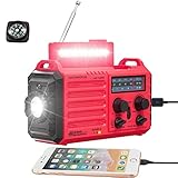 Radio Meteorológica de 5 Vías para Emergencias Domésticas al Aire Libre, Radio Portátil Am/FM/SW y Alarma SOS, Energía Solar, Manivela de Dinamo Manual, Linterna, Lámpara de Campamento, Brújula
