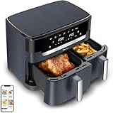 Moulinex XXL Dual Easy Fry 11L: Freidora de Aire de Doble Cesta +8 Personas, Dos cestas (6,5 L + 4,5 L),7 Programas Automáticos, EZ942BF0