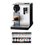 Nespresso DeLonghi Lattissima Pro EN 750MB-Cafetera de cápsulas, 19 bares, apagado automático, depósito de leche, pantalla táctil, color Aluminium, Incluye pack de bienvenida con 14 cápsulas