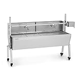 Klarstein Asador Giratorio Electrico, 2 en 1, Barbacoa con Rejilla Exterior de Acero Inoxidable, Parrilla de Cerdos y Pollos Extra Grande con Ruedas