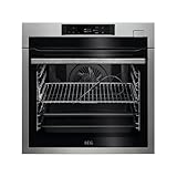AEG BSE782380M Horno Multifunción, 70 L, Limpieza Pirolítico, 20 Funciones, Sonda Térmica, Pantalla Táctil TFT Color, 225 Recetas, Cierre Suave, Antihuella, Inos, Clase A, Fabricado en DE
