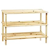Acan Zapatero Madera Natural 3 estantes fácil de Montar Resistente Estante Multiuso - 63 x 26 x 48 cm - Color Natural