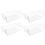 WELLGRO Cestas metálicas para armarios colgantes - aprox. 41 x 25 x 14 cm (LxBxH) - crean espacio extra - blanco, Juego de 4
