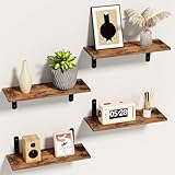 Diwoker Estanterias de Pared, Baldas Flotantes, Eestantería Pared Cocina, Repisas de Pared para Dormitorio Sala Estar (Marrón y Negro)