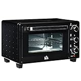 HOMCOM Horno Eléctrico de Sobremesa Horno Sobremesa de 21L 1400W Mini Horno Eléctrico con Temporizador hasta 60min y Temperatura Regulable hasta 230℃ Negro