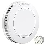 RUNIDUR Mini Detector De Humo Set Batería de 10 Años, Detector de Incendios sin Falsas Alarmas, Detector de Incendios Plano para Pegar sin Taladrar, Blanco, 1 Pieza