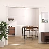 Tidyard Puerta Corredera de Aluminio y Vidrio Puerta Corrediza Moderna para Sala de Estar Salón Habitación ESG, Blanca 102,5x205 cm