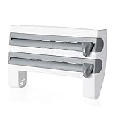Dispensador de papel de aluminio autoadhesivo o montado en la pared y soporte para rollo de cocina con estante superior para salsa de especias