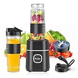 Batidora de Vaso, Licuadora de 500 W con 2 Botellas Tritan de 570 ml Libre de BPA, Batidora de Vaso Portatil, Poco Ruido, Fácil de Limpiar, 4 Cuchillas para Verduras, Frutas, Batidos y Malteadas