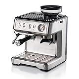 Ariete 1313 Cafetera Espresso de Metal Monodosis, 1600W, 15 Bars, 2 Litros,Café En Polvo Y Ese Pods, Cappuccino, Molinillo Integrado, Cuerpo Acero Inoxidable