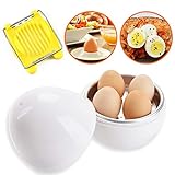 Aloskart Cocedor de 4 Huevos Fácil, Caldera de microondas Electrodomésticos para cocinar rápido y cortar Huevos de cortesía, Melamina