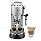 De'longhi Dedica - Cafetera de Bomba de Acero Inoxidable para Café Molido o Monodosis, Cafetera para Espresso y Cappuccino, Depósito de 1.3 Litros, Sistema Anti-goteo, EC685.M, Metal 30x33x15cm