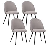 ALBATROS Juego de 4 sillas de comedor con funda de tela, color gris – Elegante diseño vintage, funda de tela, silla tapizada aprobada por SGS, silla de cocina, silla de comedor o mesa de comedor