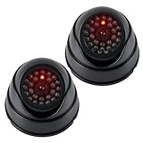 BUYGOO 2 cámaras falsas de seguridad CCTV, cámara de vigilancia falsa con LED intermitente rojo, cámara de vigilancia, cámara falsa, para interior y exterior, color negro