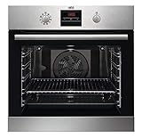 AEG BPS33102ZM - Horno de pirólisis (autolimpieza, serie 6000 con aire caliente anular: resultados de cocción uniformes en 3 niveles, A+, reloj electrónico con funciones de temporizador, función de