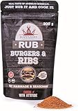 Poppamies Rub para Hamburguesas y Costillas BBQ - Sazonador BBQ 100% Natural - Marinada Seca y Sazonador Perfecto para Carne de Res y Cerdo - Ideal para la Parrilla Horno - Gran Pack (200g)