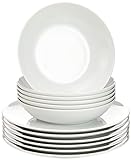 vivo - Villeroy & Boch Group - New Fresh Basic, 12 piezas Servicio de mesa para 6 personas, Porcelana, Apto para lavavajillas, Blanco