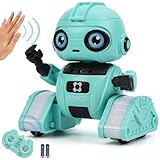 ZWOOS Robot Juguete, Recargable Robot Niños con Ojos LED y Música, 2.4 GHz y Control por Gestos, Robot Teledirigido para Niños 4 5 6 7 8 Años- Regalos de Cumpleaños y Navidad