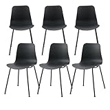 Rensinnoal Pack de 4 Sillas de Comedor,Sillas de Cocina con Respaldo Curvado y Patas de Metal,Sillas Plastico para Cocina, Comedor, Dormitorio y Saló (Negro)