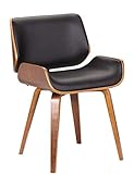folk Estilo retro de piel sintética comedor silla de oficina de madera acabados nogal (negro imitación de piel/cojín de asiento rectangular)