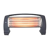 Jata JCES2201 - Calefactor Eléctrico. Estufa Eléctrica con 3 Barras de cuarzo, 3 Potencias de Calor (375-760 - 1200 W) Silencioso, Ahorro de Energía, Antivuelco, Asa de transporte