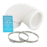 DL-pro 1,5 m Tubo flexible de salida de aire Ø 100 / 102mm para aire acondicionado,secadora de ropa y campana extractora de cocina acompañado con dos abrazaderas de acero