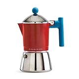 Foodesign Cafetera Moka Cocca 3 Tazas, diseño moderno, para gas e inducción, caldera bimaterial