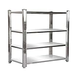 WilTec Estantería de Acero Inoxidable 180x50x155cm con 4 baldas para hostelería, Cocina Industrial, almacén