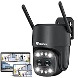 Ctronics Zoom Híbrido 6X Cámara Vigilancia WiFi Exterior con Doble Lente, Camara Seguridad Exterior, Seguimiento Zoom Automático, Detección Humano, Visión Nocturna en Color, Audio Bidireccional, IP66