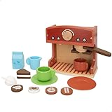 WOOMAX Cafetera Madera Juguete, 12 Accesorios, Electrodoméstico de Juguete, Máquina para Hacer café, Complementos Cocina, Juegos educativos, Juguetes niños 2 años, Regalos cumpleaños niños (47599)