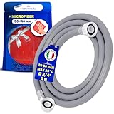 Manguera Lavadora y Lavavajillas 2 m para Entrada Agua 25°C Presión de 20 a 60 Bar Conexión Recta y Ángulo Ø 3/4' - Completo con Bayeta Microfibra - MADE IN ITALY - MONTERAL