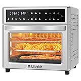 LLIVEKIT Horno Freidora Aire 26 L, Air Fryer con 12 Programas y Temporizador, Horno Freidora de Aire Caliente Pantalla Táctil LED, Airfryer 1700 W, Freidora sin Aceite Acero Inoxidable, 7 Accesorios