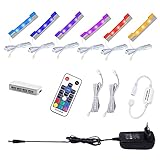 AIBOO LED Luz de Escaparate RGB, Equipo de Iluminación Led para Estantes de Vidrio con Control Remoto RF, Luces de Clip Largo de Intensidad Variable,Tiras de LED Ultrafinas para Encimera(Paquete de 6)