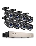 ZOSI Kit de Videovigilancia 5MP Lite 8CH H.265+ Grabadora DVR con (8) 1080p Cámara de Vigilancia Exterior, Visión Nocturna, Alarma de Movimineto, Acceso Remoto, Sin Disco Duro