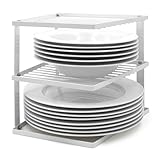 joeji's Kitchen Estante para platos Soporte platos para almacenamiento en armarios de cocina Organizador platos estante cocina de 25x25x19cm de color blanco