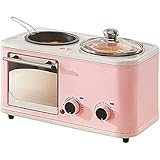 Máquina De Desayuno Multifunción, Mini Hornos 3 En 1 con Parrilla Eléctrica Y Placa Doble, Estación De Desayuno Familiar para Hornear, para Asar Y Calentar