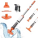 PoolyPoly 3 en 1 Aspirador de Piscina a Bateria, Limpiafondos Piscina Inalámbrica con Mango Telescópico, Aspiradora Manual para SPA, Jacuzzi, Piscina Pequeñas - 90 Minutos Limpieza, Naranja